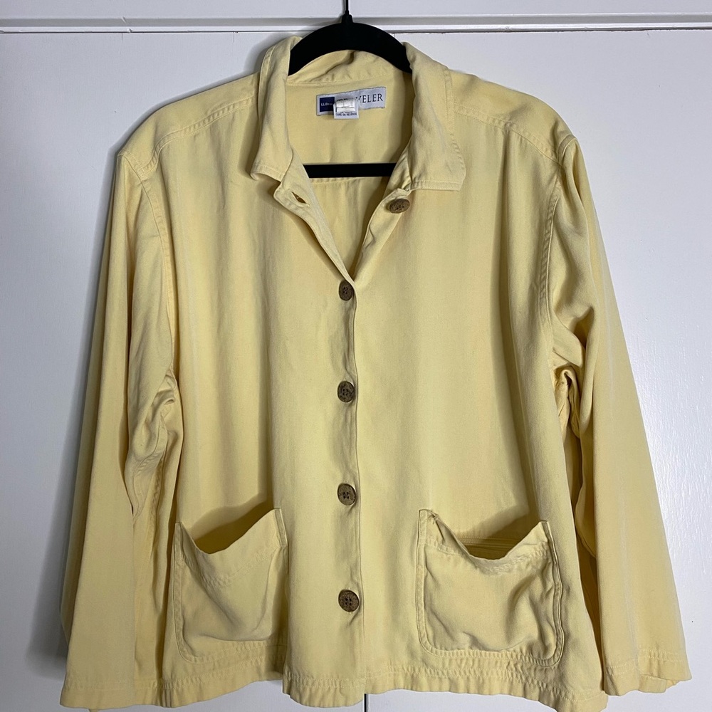 L.L.Bean Traveler Women’s Size L 100% Silk Button Up Shirt Jacket Pockets
